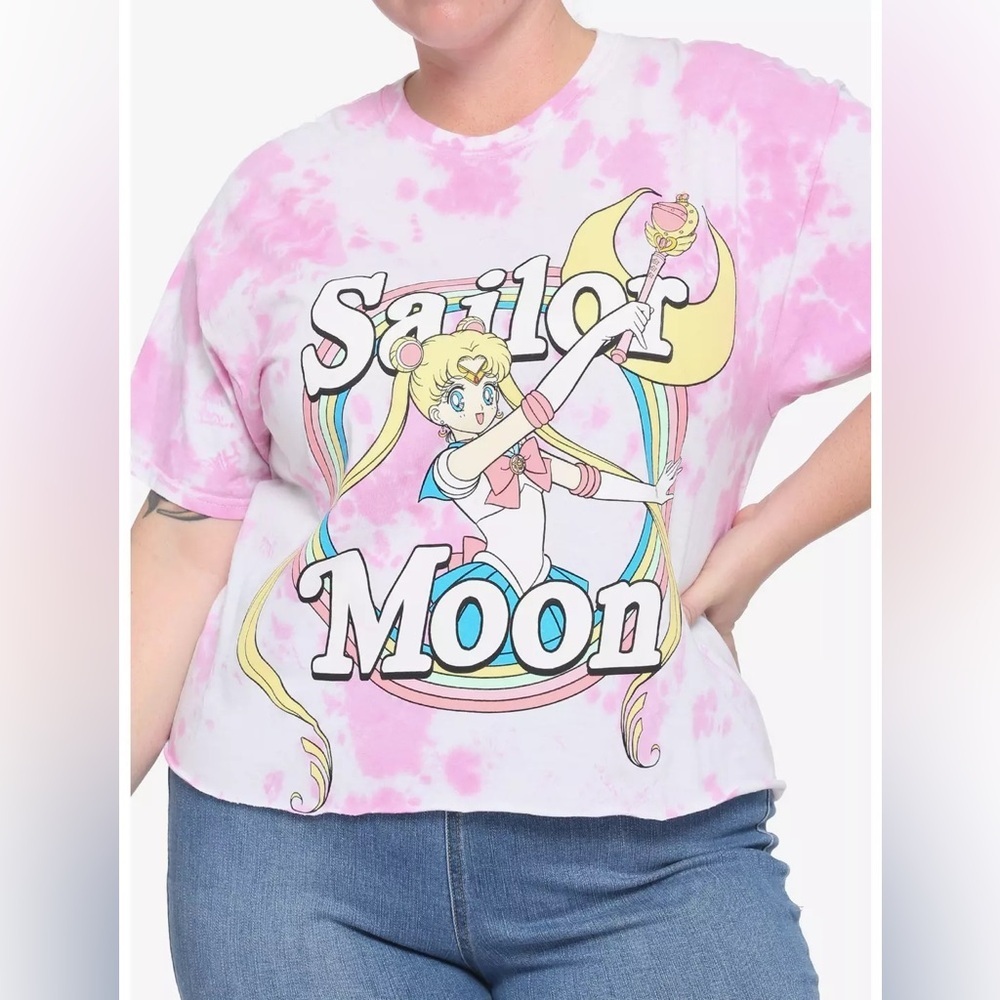 Sailor Moon Graphic Novelty Tshirt Tie Dye Pink Grey Size Medium​​​​​​​​​